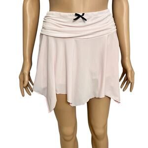 Y2K Windsor Asymmetrical Skort Medium Pale Pink Bow Coquette Lolita Fairy Ruched